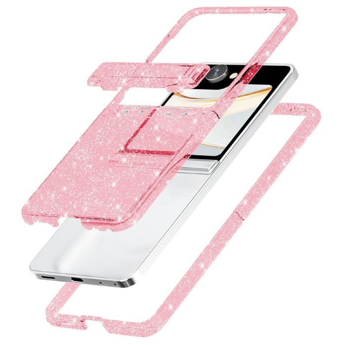 Bild 4,  Samsung Galaxy Z Flip 8 Skal Glitter TPU Rosa - Teknikhallen.se