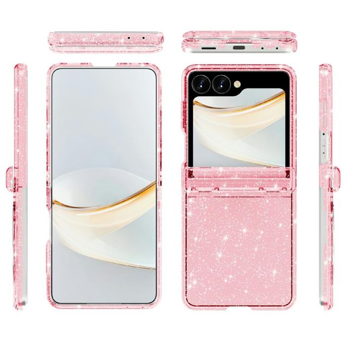 Bild 5,  Samsung Galaxy Z Flip 8 Skal Glitter TPU Rosa - Teknikhallen.se