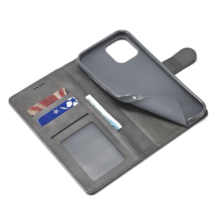 Bild 6, LC.IMEEKE LC.IMEEKE iPhone 14 Fodral Läder Grå - Teknikhallen.se