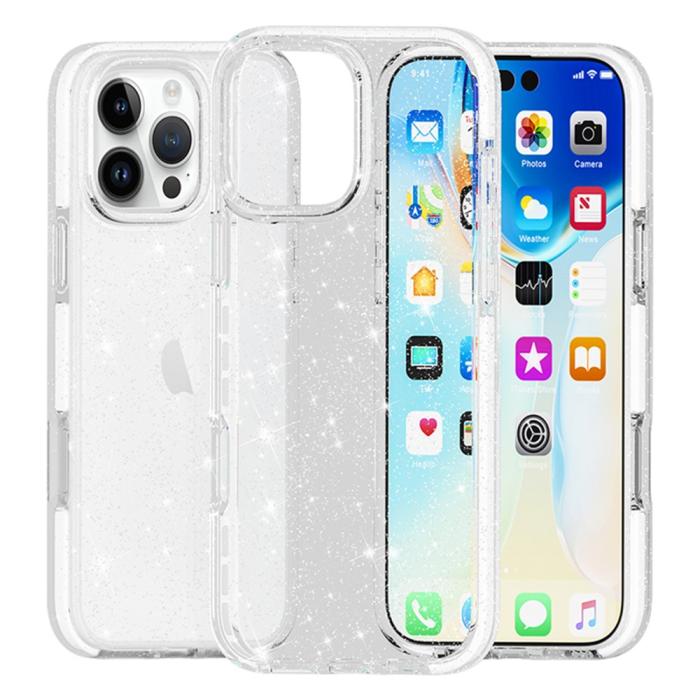 Bild 2,  iPhone 16 Pro Skal Glitter Transparent - Teknikhallen.se