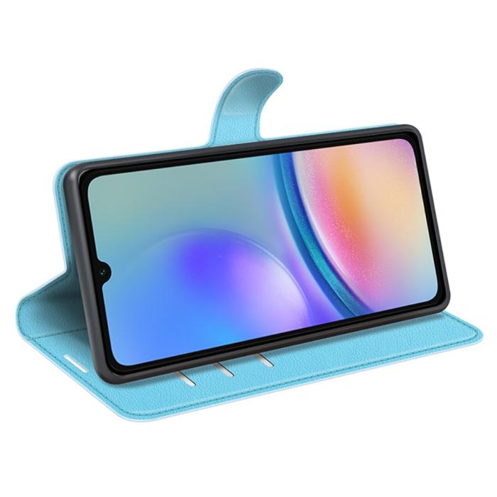 Bild 3,  Samsung Galaxy A05s 4G Fodral Litchi Läder Ljus Blå - Teknikhallen.se