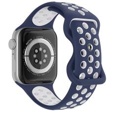 ColorPop Sportarmband Dual-Color Apple Watch 42/44/45/46/49 mm (M/L) Bl&aring;/Vit - Teknikhallen.se
