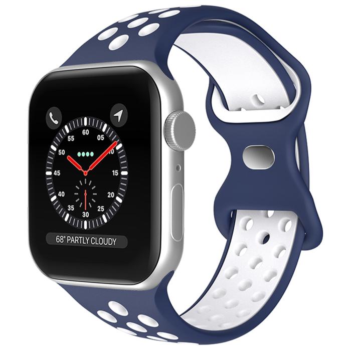 Bild 2, ColorPop Sportarmband Dual-Color Apple Watch 42/44/45/46/49 mm (M/L) Blå/Vit - Teknikhallen.se
