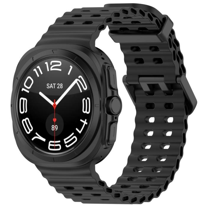 Bild 4,  Galaxy Watch Ultra (2025) / 47 mm Armband Wave Design Svart - Teknikhallen.se