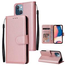  iPhone 14 Plus Fodral L&auml;der Med Snodd Ros&eacute;guld - Teknikhallen.se
