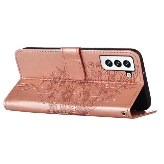 Bild 4,  Samsung Galaxy S23 Fodral Fjäril Tryck Roséguld - Teknikhallen.se
