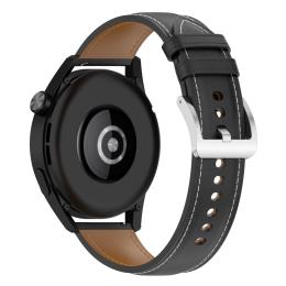  Äkta Läder Armband Smartwatch (22 mm) Svart - Teknikhallen.se