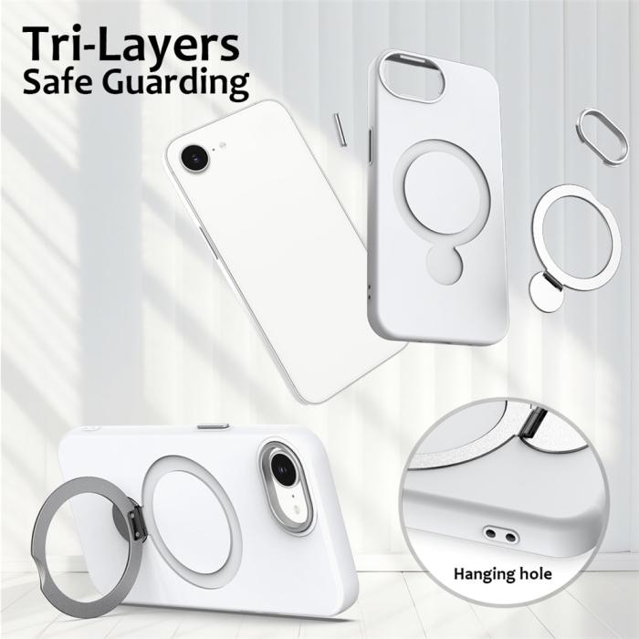 Bild 6,  iPhone 17e / 16e Skal MagSafe Kickstand Hybrid Vit - Teknikhallen.se