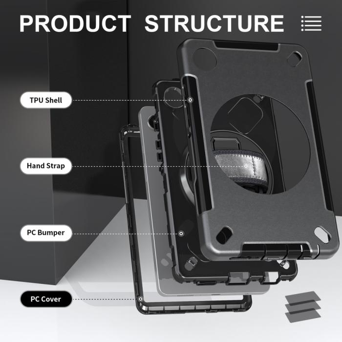 Bild 5,  Samsung Galaxy Tab A9 Skal 360 Rotation Shockproof Med Rem - Teknikhallen.se