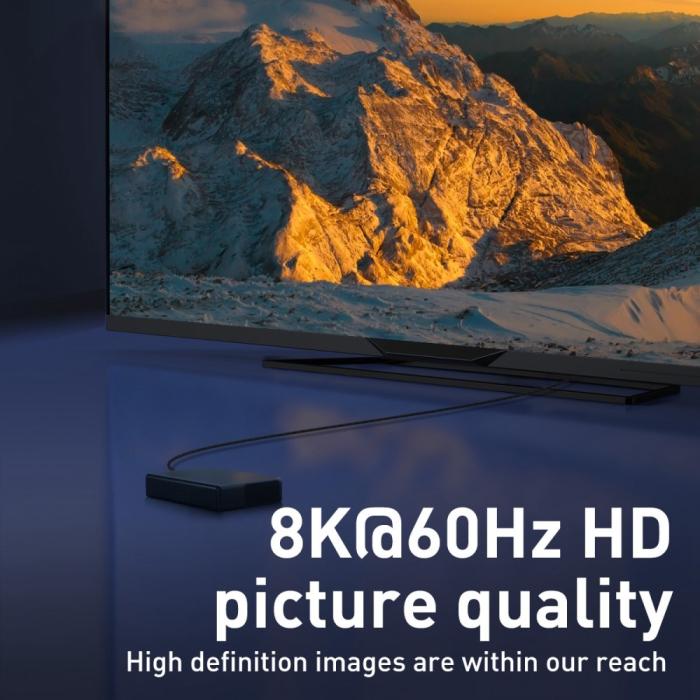 Bild 4, BASEUS Baseus 2m 8K 60Hz HD HDMI - HDMI 2.1 Nylon Kabel Svart - Teknikhallen.se