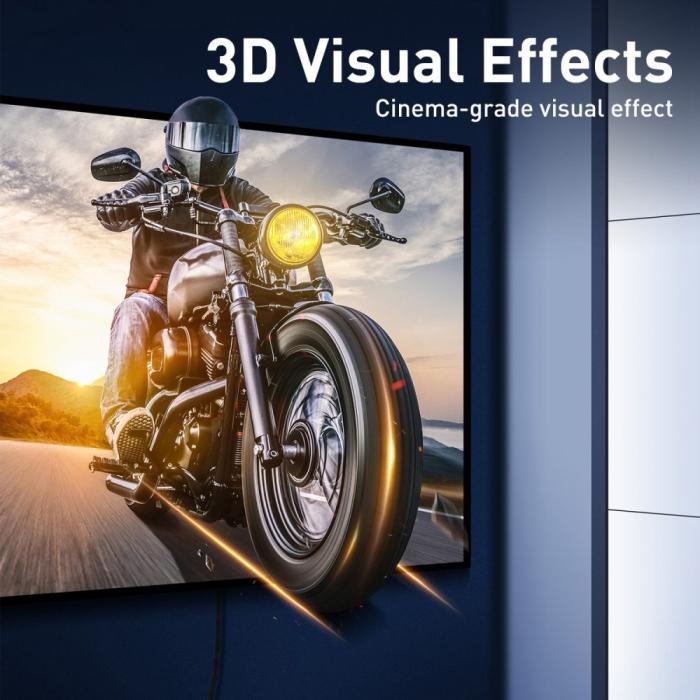 Bild 5, BASEUS Baseus 2m 8K 60Hz HD HDMI - HDMI 2.1 Nylon Kabel Svart - Teknikhallen.se