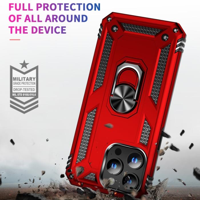Bild 3,  iPhone 15 Pro Max Skal Shockproof Armor Ring Röd - Teknikhallen.se
