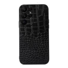  Samsung Galaxy S23 Ultra Skal &Auml;kta L&auml;der Krokodil Textur Svart - Teknikhallen.se