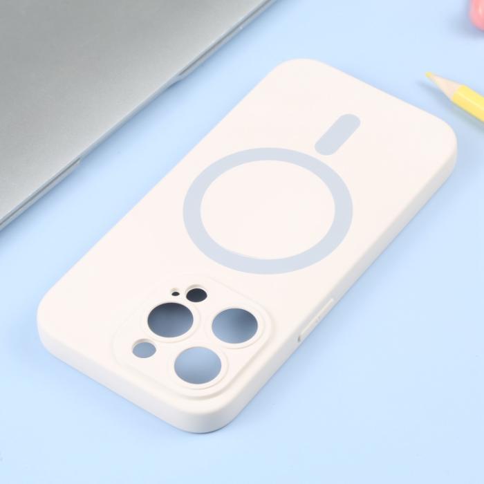 Bild 3,  iPhone 15 Pro Skal MagSafe Liquid Silikon Vit - Teknikhallen.se