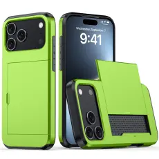  iPhone 17 Pro Skal Hybrid Med Kortfack Gr&ouml;n - Teknikhallen.se