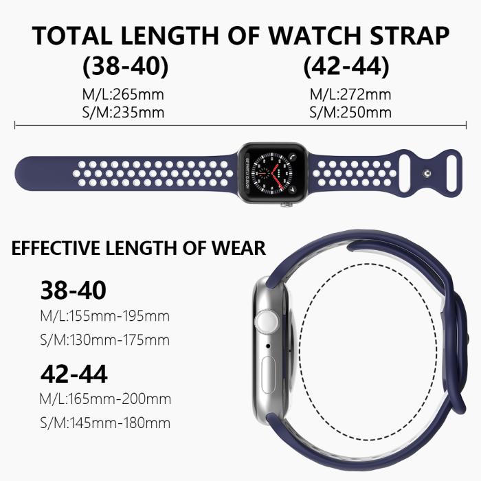 Bild 4, ColorPop Sportarmband Dual-Color Apple Watch 42/44/45/46/49 mm (M/L) Blå/Vit - Teknikhallen.se