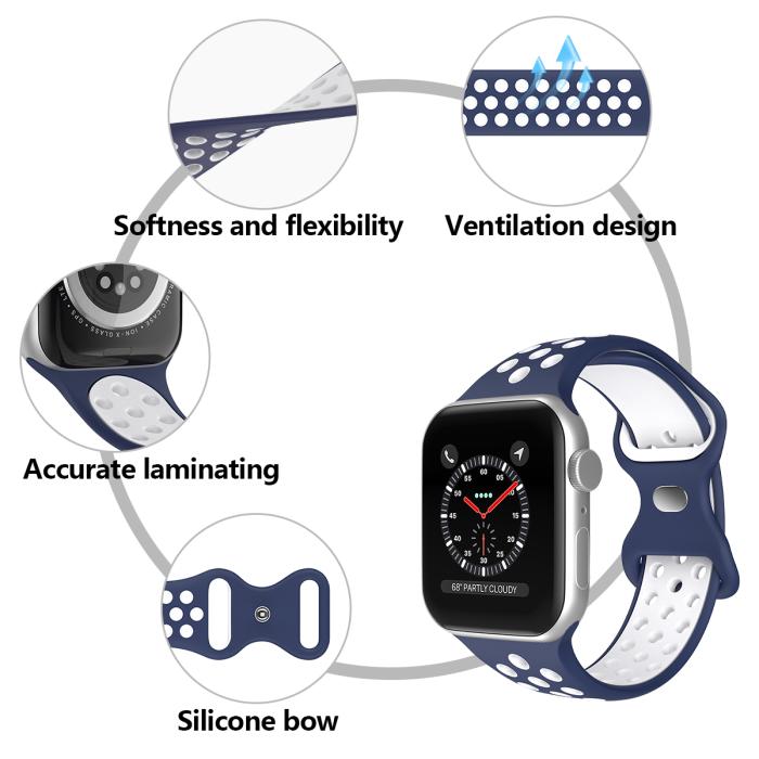 Bild 5, ColorPop Sportarmband Dual-Color Apple Watch 42/44/45/46/49 mm (M/L) Blå/Vit - Teknikhallen.se