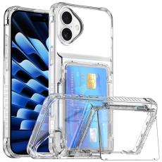  iPhone 16 Skal Kickstand Med Korth&aring;llare Transparent - Teknikhallen.se
