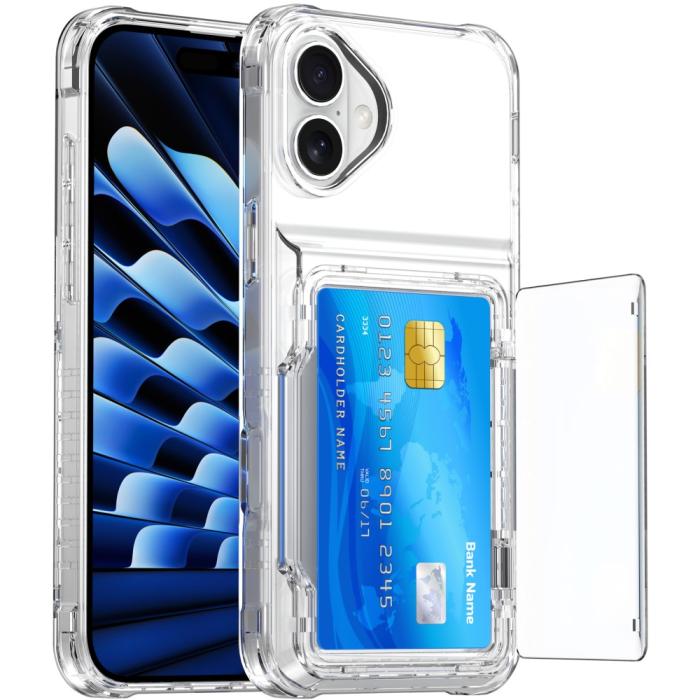 Bild 2,  iPhone 16 Skal Kickstand Med Korthållare Transparent - Teknikhallen.se