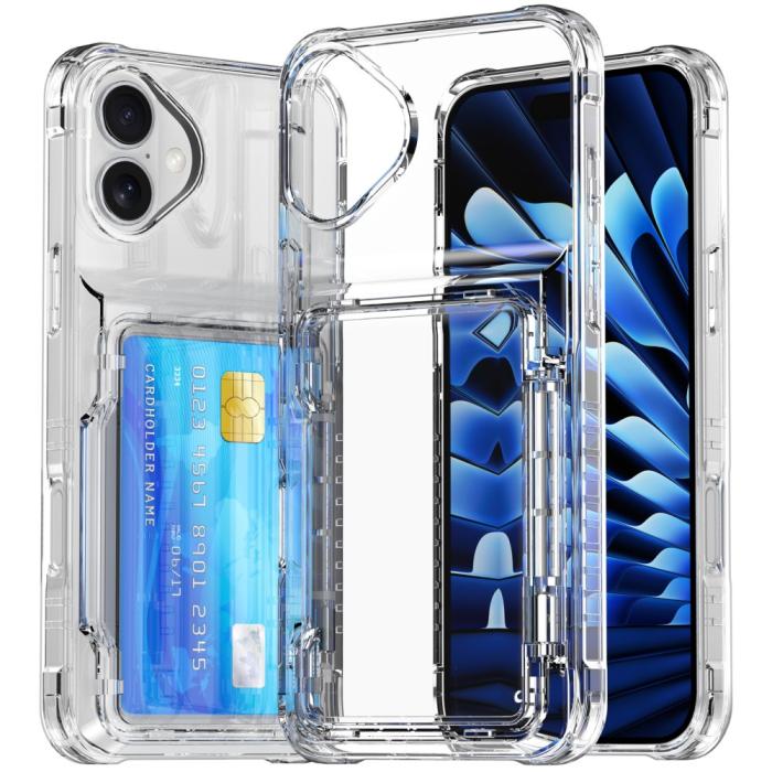 Bild 3,  iPhone 16 Skal Kickstand Med Korthållare Transparent - Teknikhallen.se