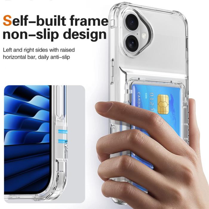 Bild 5,  iPhone 16 Skal Kickstand Med Korthållare Transparent - Teknikhallen.se