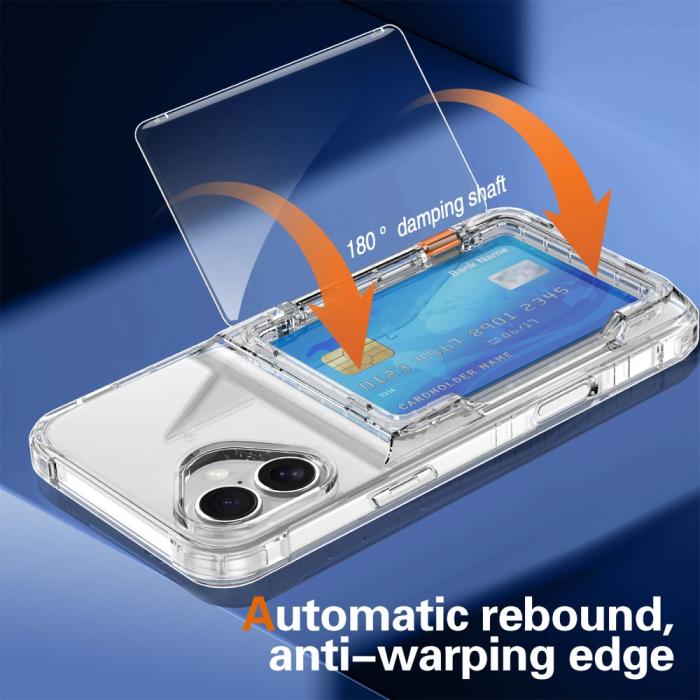 Bild 6,  iPhone 16 Skal Kickstand Med Korthållare Transparent - Teknikhallen.se