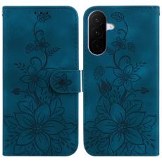  Samsung Galaxy A27 5G Fodral L&auml;der Blommor M&ouml;rk Bl&aring; - Teknikhallen.se
