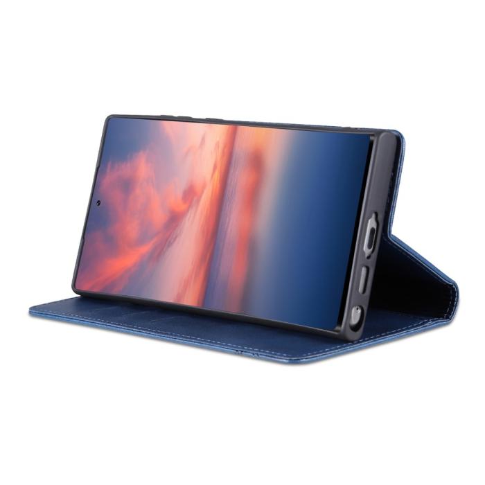 Bild 3, AZNS AZNS Samsung Galaxy S23 Ultra Fodral Flip Läder Blå - Teknikhallen.se