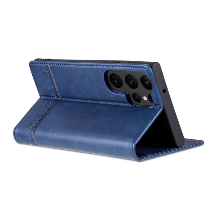 Bild 4, AZNS AZNS Samsung Galaxy S23 Ultra Fodral Flip Läder Blå - Teknikhallen.se