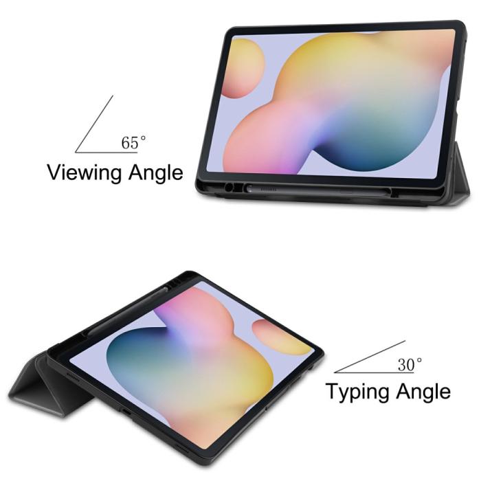 Bild 3,  Samsung Galaxy Tab S7 / Tab S8 Fodral Tri-Fold Pennhållare Grå - Teknikhallen.se