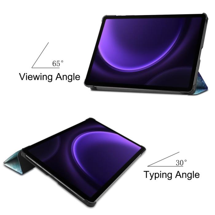 Bild 2,  Samsung Galaxy Tab S9 FE Fodral Tri-Fold Läder Cosmic Space - Teknikhallen.se