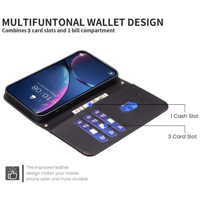 Bild 4,  Samsung Galaxy S25 Ultra Fodral Läder Rutor Svart - Teknikhallen.se
