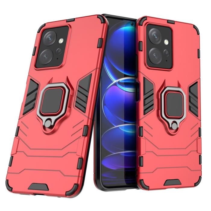 Bild 2,  Xiaomi Redmi Note 12 4G Skal Ring Hybrid Armor Röd - Teknikhallen.se