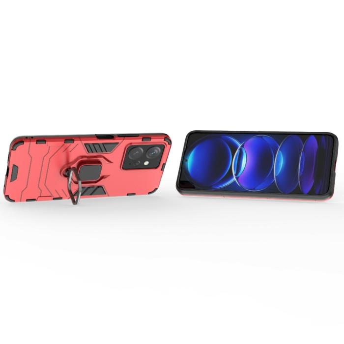 Bild 3,  Xiaomi Redmi Note 12 4G Skal Ring Hybrid Armor Röd - Teknikhallen.se