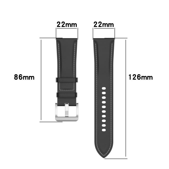 Bild 6,  Äkta Läder Armband Smartwatch (22 mm) Svart - Teknikhallen.se