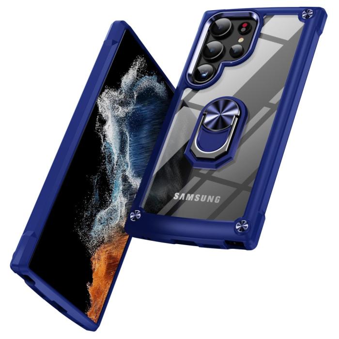 Bild 2,  Galaxy S24 Ultra Skal Shockproof Ring Hybrid Blå - Teknikhallen.se