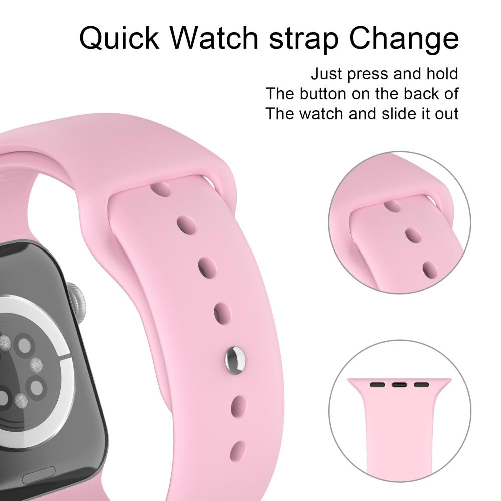 ColorPop Apple Watch 42/44/45/49 mm Silikon Armband (M/L) Ljus Rosa - Teknikhallen.se