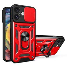  iPhone 16 Skal CamShield Ring Hybrid R&ouml;d - Teknikhallen.se