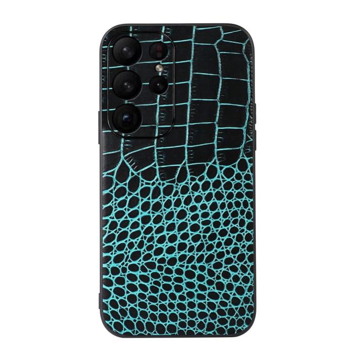 Bild 4,  Samsung Galaxy S23 Ultra Skal Äkta Läder Krokodil Textur Brun - Teknikhallen.se