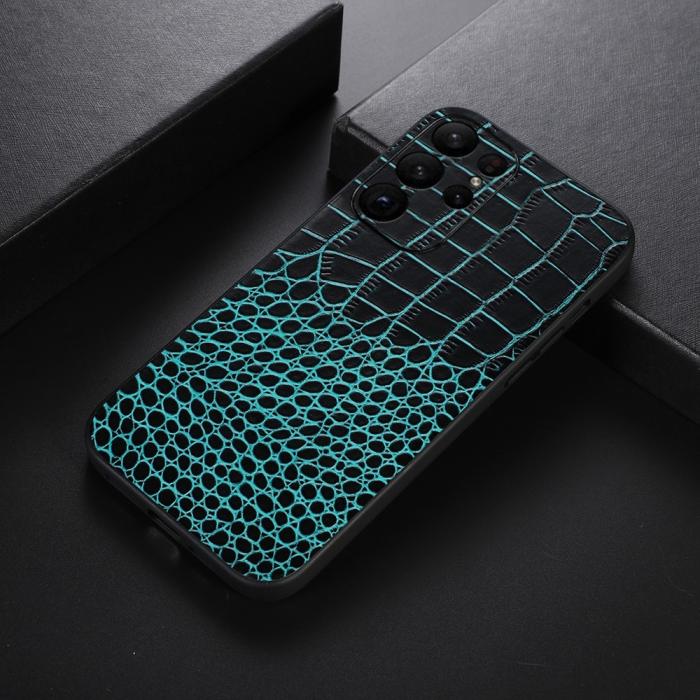 Bild 5,  Samsung Galaxy S23 Ultra Skal Äkta Läder Krokodil Textur Brun - Teknikhallen.se