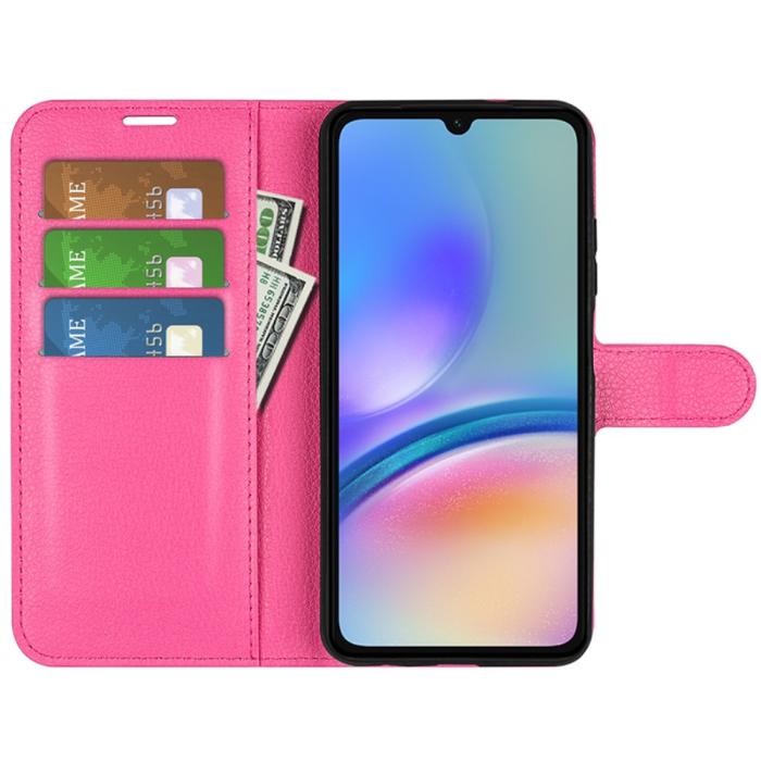 Bild 2,  Samsung Galaxy A05s 4G Fodral Litchi Läder Rosa - Teknikhallen.se