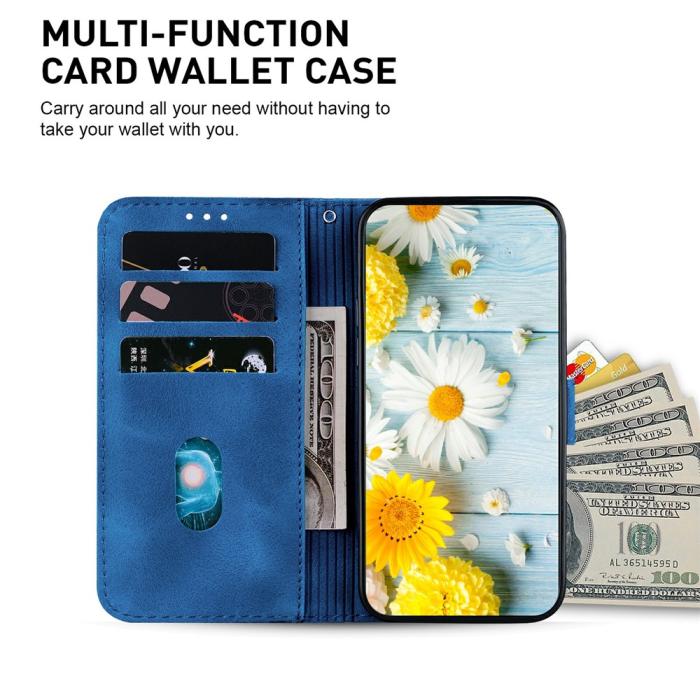 Bild 2,  Samsung Galaxy A27 5G Fodral Läder Blommor Mörk Blå - Teknikhallen.se