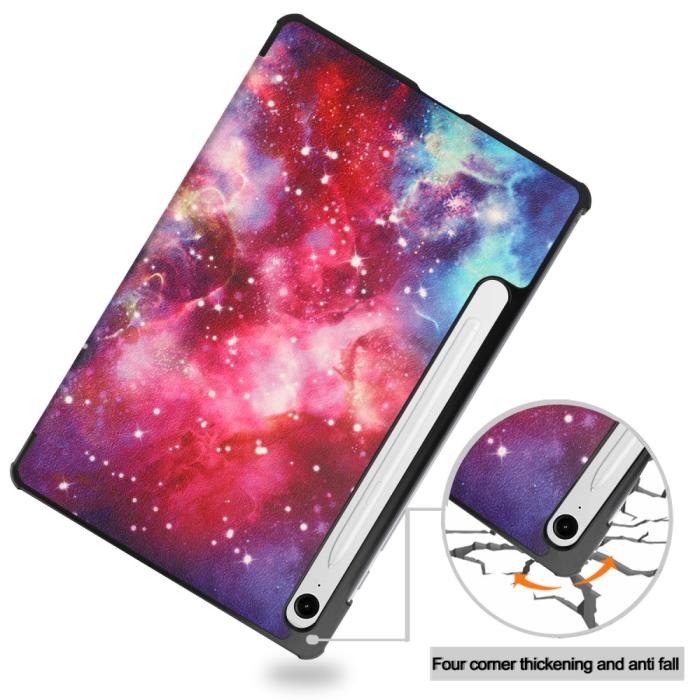 Bild 5,  Samsung Galaxy Tab S9 FE Fodral Tri-Fold Läder Cosmic Space - Teknikhallen.se