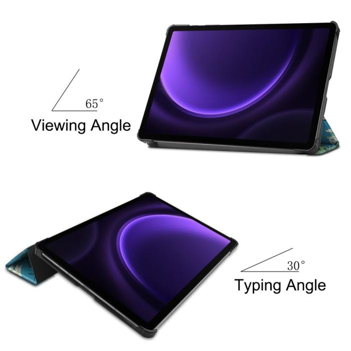 Bild 2,  Samsung Galaxy Tab S9 FE Fodral Tri-Fold Läder Peach Blossom - Teknikhallen.se