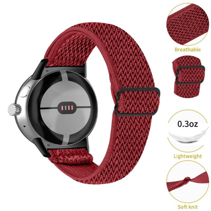 Bild 2,  Google Pixel Watch / Watch 2 Justerbart Nylon Armband Röd - Teknikhallen.se