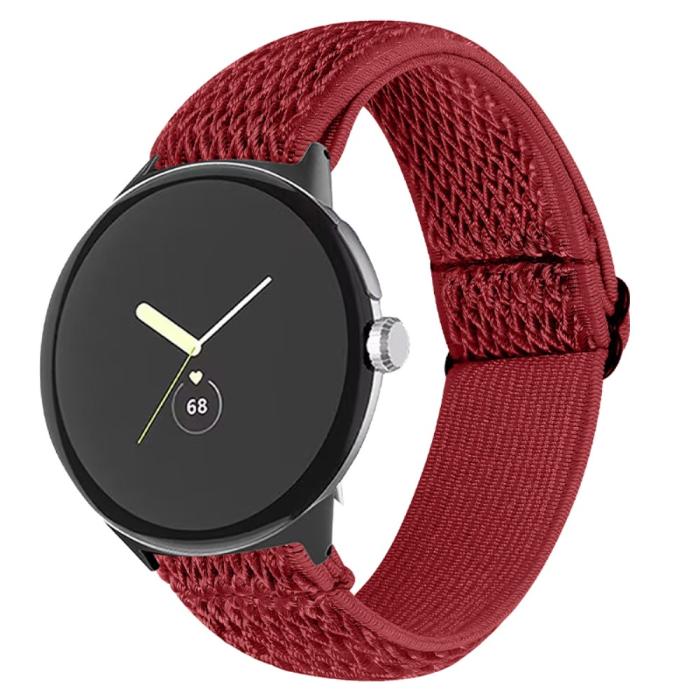 Bild 3,  Google Pixel Watch / Watch 2 Justerbart Nylon Armband Röd - Teknikhallen.se