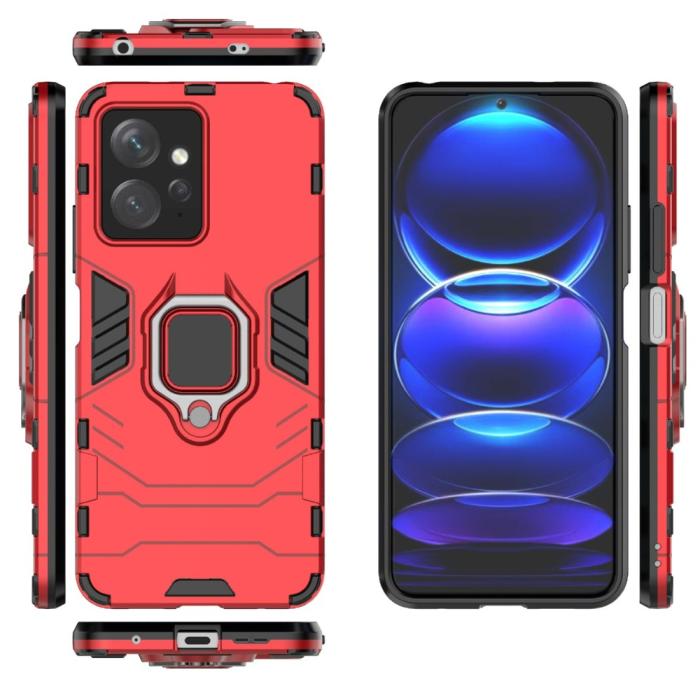 Bild 6,  Xiaomi Redmi Note 12 4G Skal Ring Hybrid Armor Röd - Teknikhallen.se