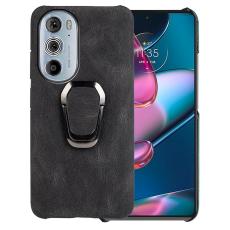  Motorola Edge 30 Pro Skal Ring L&auml;derbelagt Svart - Teknikhallen.se