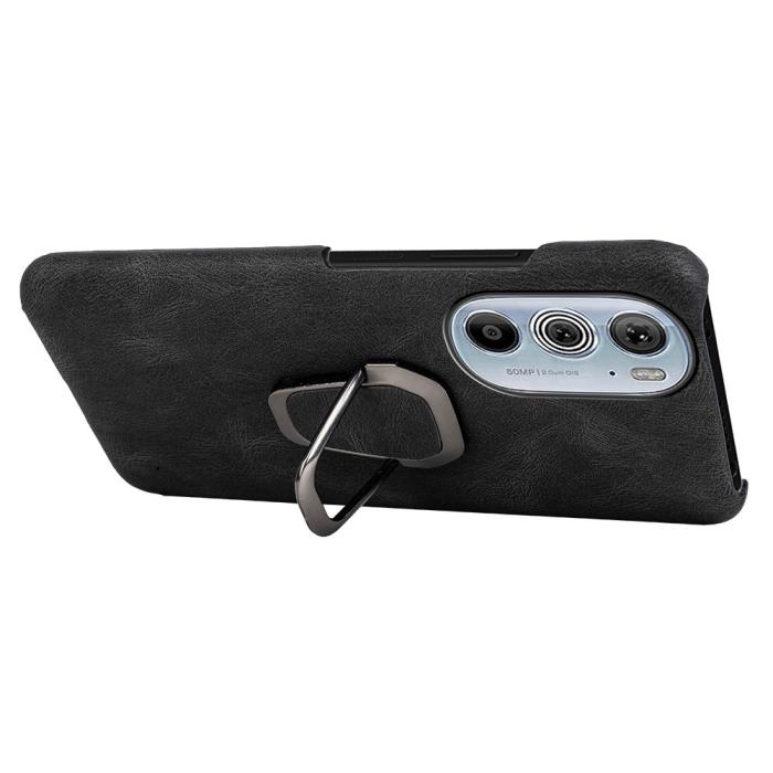 Bild 2,  Motorola Edge 30 Pro Skal Ring Läderbelagt Svart - Teknikhallen.se