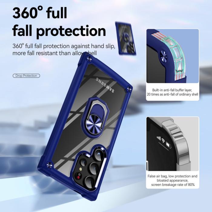 Bild 5,  Galaxy S24 Ultra Skal Shockproof Ring Hybrid Blå - Teknikhallen.se